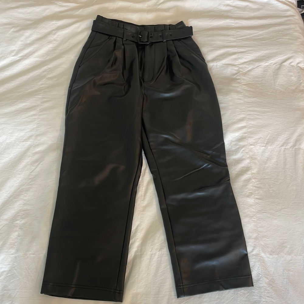 Leather Trouser Pants with Removable Belt